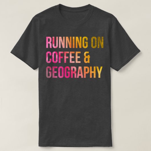 水のランニング色のコーヒーと地理に関する Tシャツ (デザイン正面)