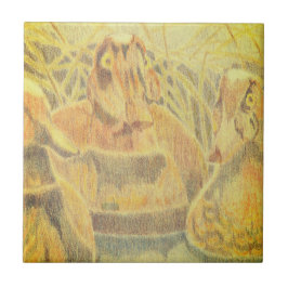 水の上で木のアヒル タイル