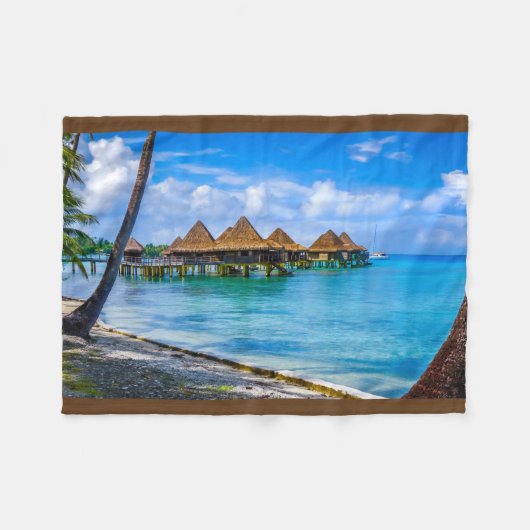 水の上に住む フリースブランケット (正面(横))