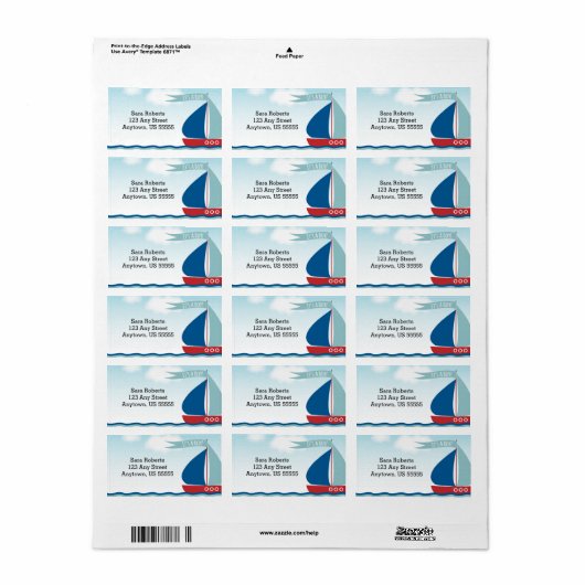 水の上に帆船それは男の子、赤ちゃん航海のシャワー ラベル (フルシート)