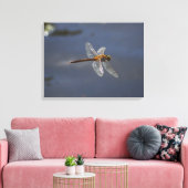 水の上に閉じる美しいトンボ キャンバスプリント (インサイチュ (リビング))
