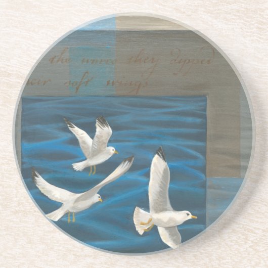 水の上に飛んでいる白いカモメが コースター (正面)