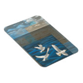 水の上に飛んでいる白いカモメが マグネット (右側)