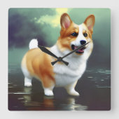 水の上のコルギ スクエア壁時計 (正面)