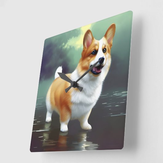 水の上のコルギ スクエア壁時計 (傾斜)