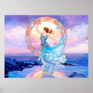 水の上のスカイダン絵画サー ポスター