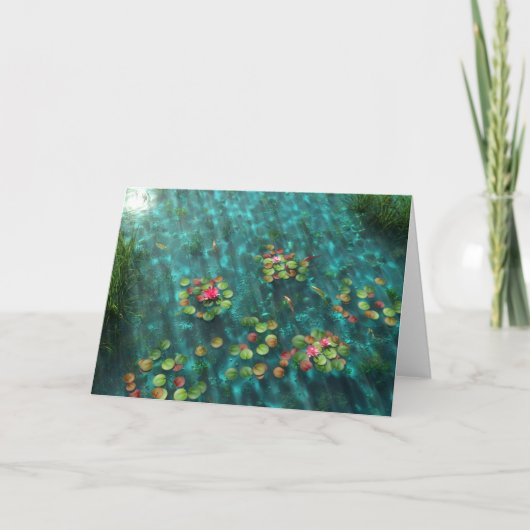 水の上のユリ カード (正面)
