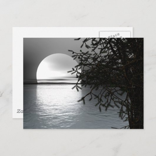 水の上の月明かり ポストカード (正面/裏面)