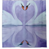 水の上の白鳥のペア シャワーカーテン (正面)