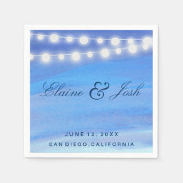 水の上の糸のライト スタンダードカクテルナプキン