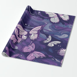 水の上の紫の蝶 ラッピングペーパー