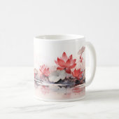 水の上の蓮 コーヒーマグカップ (正面右)