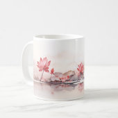 水の上の蓮 コーヒーマグカップ (正面左)
