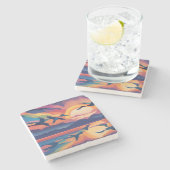 水の上をガチョウ ストーンコースター (横)