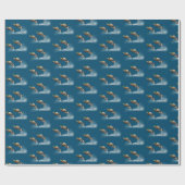 水の上飛んでいるにマガモ ラッピングペーパー (フラット)