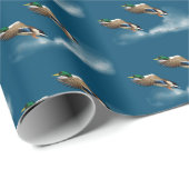 水の上飛んでいるにマガモ ラッピングペーパー (ロールコーナー)