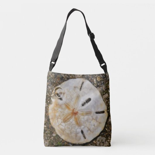 水の下の砂ドルの海の貝 クロスボディバッグ (裏面)