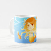 水の下の金魚を持つかわいらしい人魚 コーヒーマグカップ (正面左)