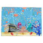 水の下深いゼリーフィッシュタコ砂の城 ラージペーパーバッグ (裏面)