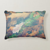 水の下葉にオレンジのオーク材 アクセントクッション (正面)