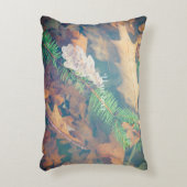 水の下葉にオレンジのオーク材 アクセントクッション (正面(垂直))