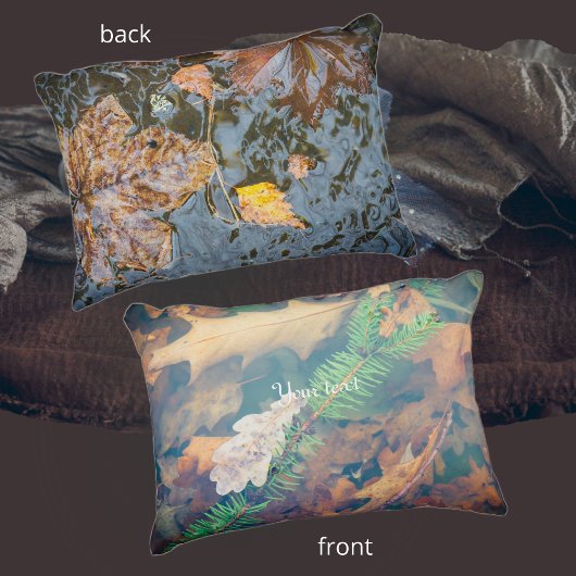 水の下葉にオレンジのオーク材 アクセントクッション