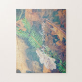 水の下葉にオレンジのオーク材 ジグソーパズル (縦)