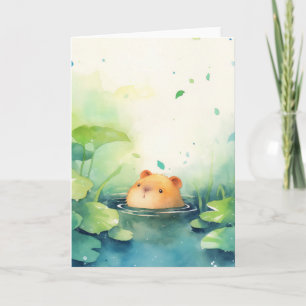 水の中からのカピバラの遊び心のあるのぞき見 カード
