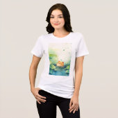 水の中からのカピバラの遊び心のあるのぞき見 トライブレンドTシャツ (正面全面)