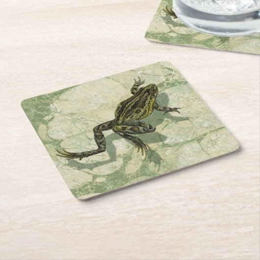 水の中で勝利するヒキガエル スクエアペーパーコースター (アングル)