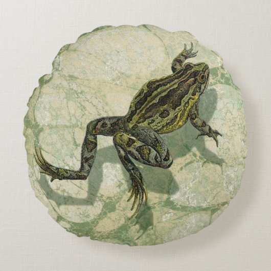 水の中で勝利するヒキガエル ラウンドクッション (正面)