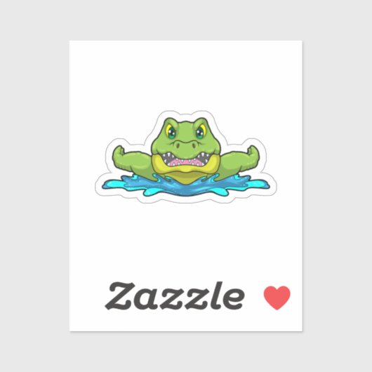 水の中で泳ぐワニ シール (シート)