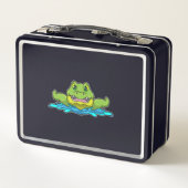 水の中で泳ぐワニ メタルランチボックス (裏面)