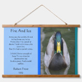 水の中で火と氷のマガモ 吊り下げ型タペストリー (正面)