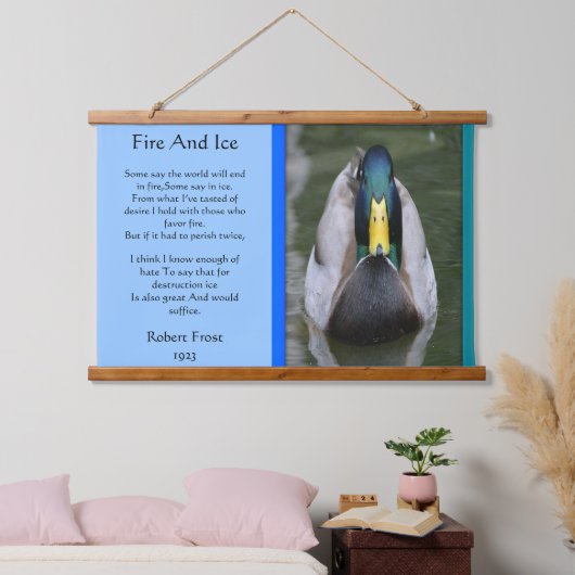 水の中で火と氷のマガモ 吊り下げ型タペストリー (寝室)