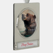 水の中で白熊 シルバープレートバナーオーナメント (右)