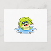 水の中で葉をつけたカエル ポストカード (正面)