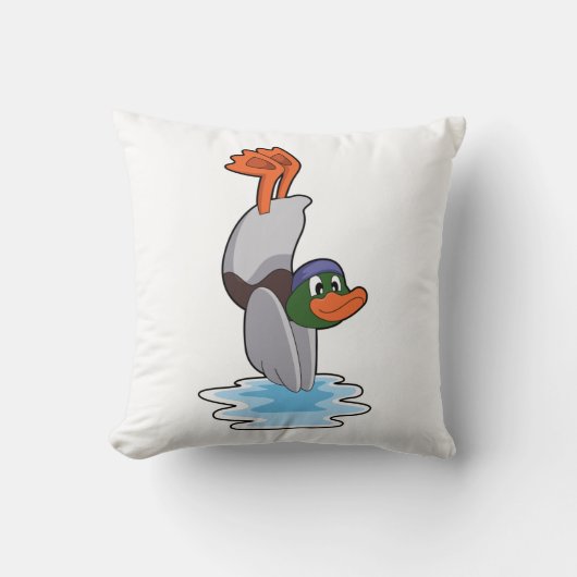水の中で逆立ちするアヒル.PNG クッション (正面)