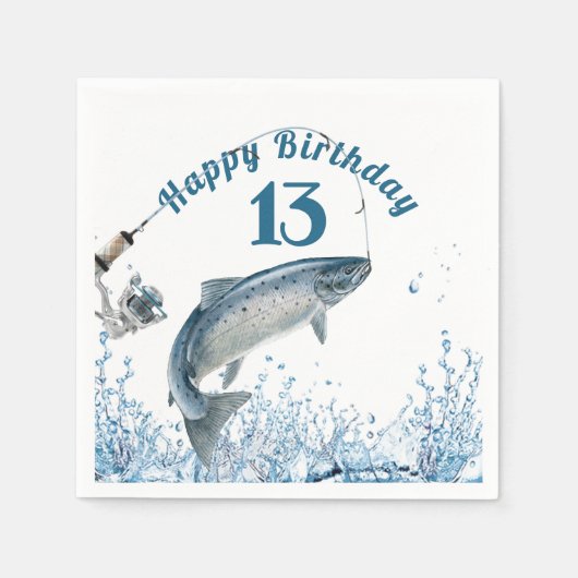 水の中に大きな魚13th誕生日パーティナプキンス スタンダードカクテルナプキン (正面)