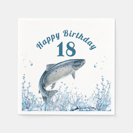 水の中に大きな魚18th誕生日パーティナプキンス スタンダードカクテルナプキン (正面)