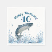 水の中に大きな魚40th誕生日パーティーナプキン スタンダードカクテルナプキン (正面)