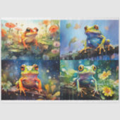 水の中のカエルの色コラージュ1デコページ紙 薄葉紙 (正面)