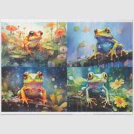 水の中のカエルの色コラージュ1デコページ紙 薄葉紙