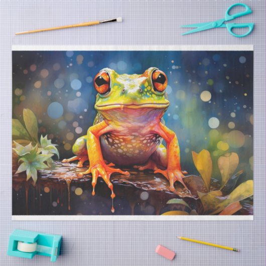 水の中のカエルの色1 Decopage紙 薄葉紙 (クラフト)