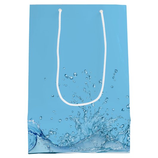 水の中のカエルの誕生日おめでとう ミディアムペーパーバッグ (裏面)