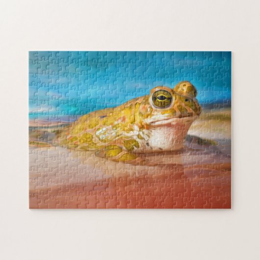 水の中のカエル 写真絵画 ジグソーパズル (横)