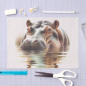 水の中のカバの水彩画 薄葉紙 (クラフト)
