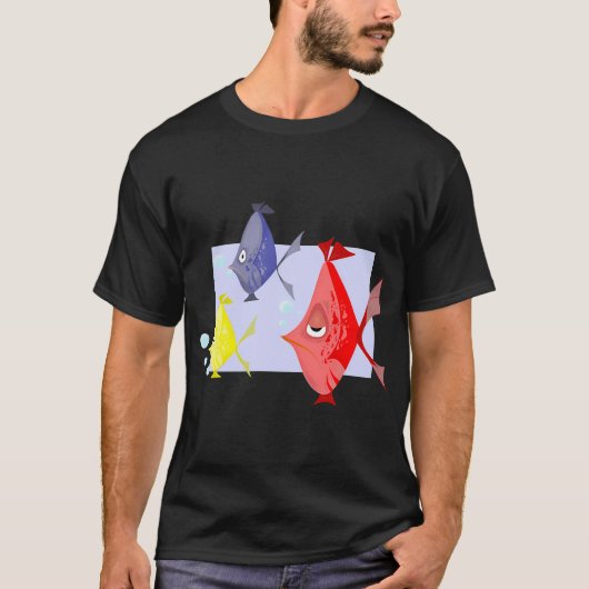 水の中のカラフルな魚たち Tシャツ (正面)