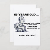 水の中のボール60おもしろい番目の誕生日カード (正面/裏面)