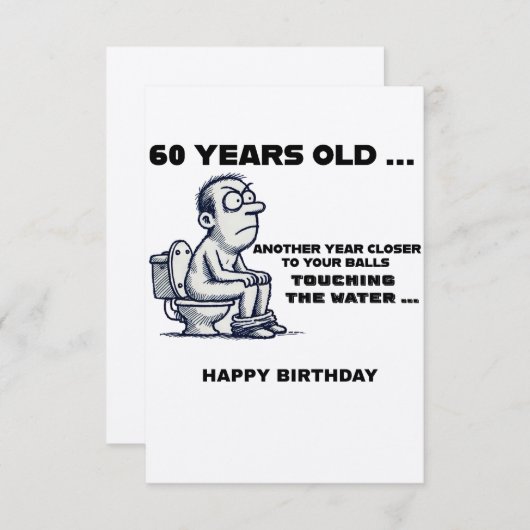 水の中のボール60おもしろい番目の誕生日カード (正面/裏面)